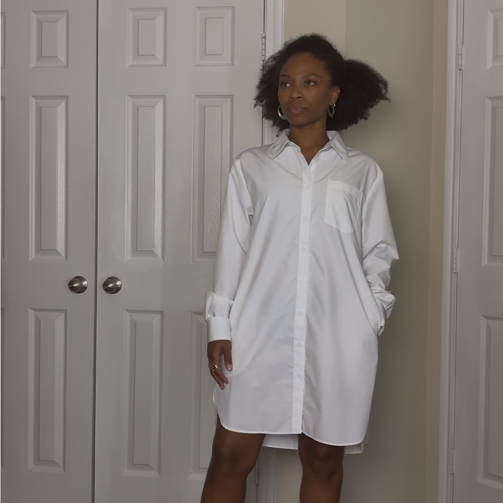 White Button-Up Shirt Dress